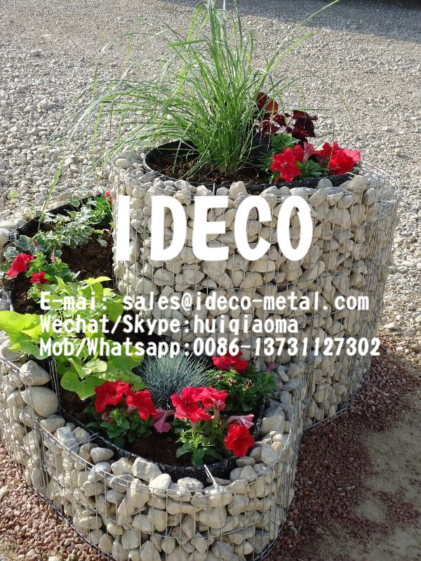 Round Gabion Flower Planters, Garden Gabion Plant Stand, Decorative