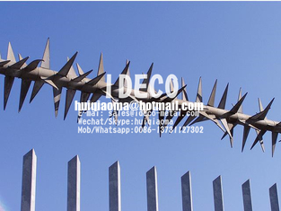 Hot-dipped Galvanized Single Rota Spike Security Toppings, Fence Razor Spikes, Rotary/Rotating Wall Spikes