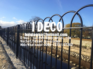 Interlaced Bow Top Railings, Anti-Neck Trap Hoop Top Fences, Coloured Bow Top Metal Fence for Play Areas