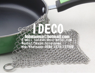 Stainless Steel Chainmail Scrubbers, Chain Mail Small Rings Cast Iron Skillet Cleaner, Pan Pot Scraper