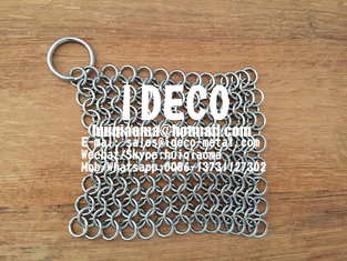 Stainless Steel Rings Chainmail Scrubber, Chain Mail Cast Iron Cleaner, Chain Link Ring Mesh Scourer