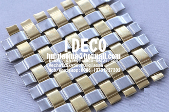 Brass/Copper Flat Wire Square Mesh, Crimped Architectural Woven Mesh for Wall Coverings, Decorative Metal Mesh