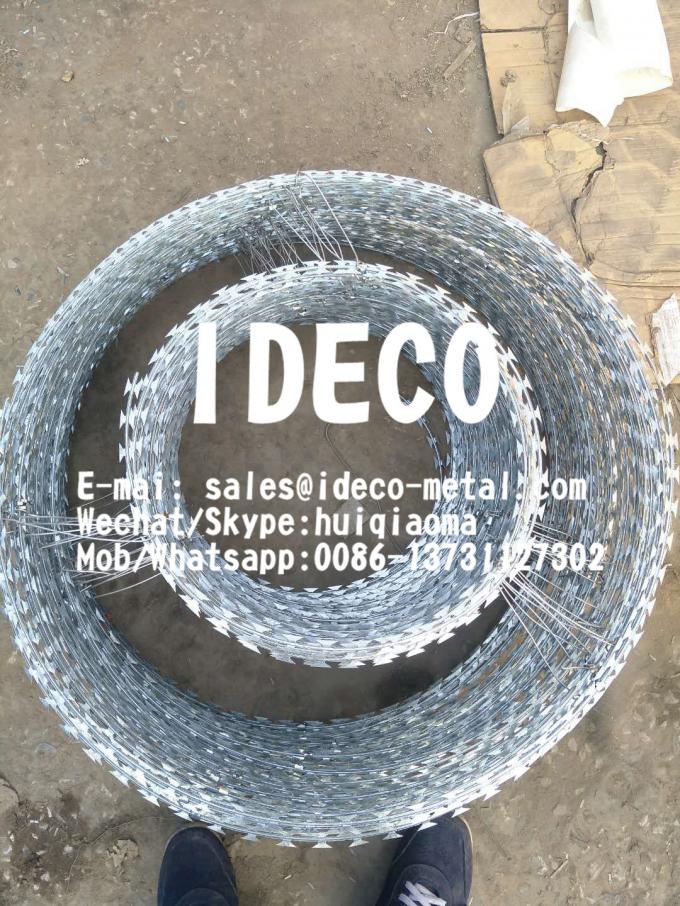 Double Coil Concertina Razor Wires, Galvanized Steel Double Barbed Tape
