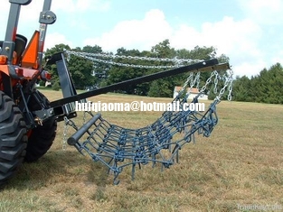 8FT Chain Harrow Landscape Lawn Drag Arena ATV Rake,Flexible Pasture Harrow with Drawbar