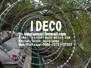 BTO-10 Hot-Dipped Galvanized Razor Barbed Tape Concertina Wire Coils, Wall Top Security Razor Blade Coil Fences