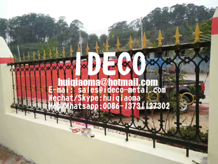 Metal Picket Fences Garden Edging, Wrought Iron Palisade Security Fencing, Residential Forged Head Steel Railings