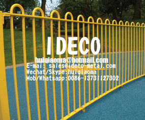 Colorful Steel Bow Top Railing Fences, Decorative Metal Hoop Top Security Fences, Ornamental Hairpin Railings