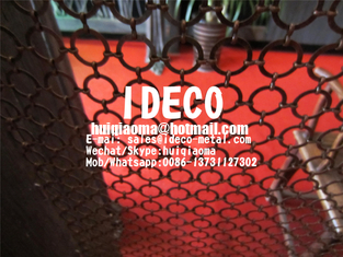 Decorative S-hook Ring Mesh Curtains, Antique Copper Round Flat Link Chain Curtains, Architectural Ring Mesh Divider