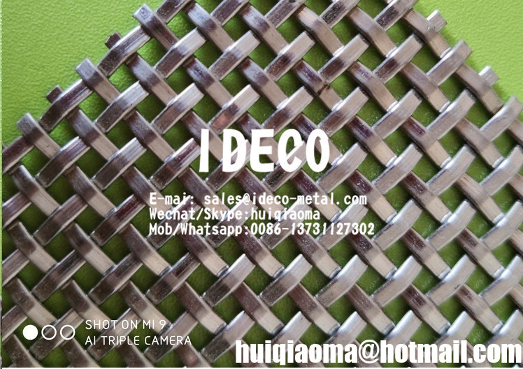Square Flat Wire Weave Crimped Mesh, Decorative Wire Mesh Door