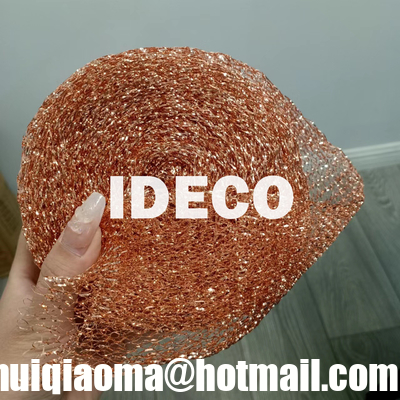 100% Pure Copper Knitted Wire Mesh, Soft Flat Wire Copper Knit Mesh, Copper Cleaning Mesh, Knitted Copper Wire Gauze