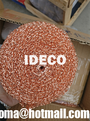 100% Pure Copper Knitted Wire Mesh, Soft Flat Wire Copper Knit Mesh, Copper Cleaning Mesh, Knitted Copper Wire Gauze