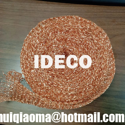 100% Pure Copper Knitted Wire Mesh, Soft Flat Wire Copper Knit Mesh, Copper Cleaning Mesh, Knitted Copper Wire Gauze