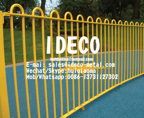 Colorful Steel Bow Top Railing Fences, Decorative Metal Hoop Top Security Fences, Ornamental Hairpin Railings