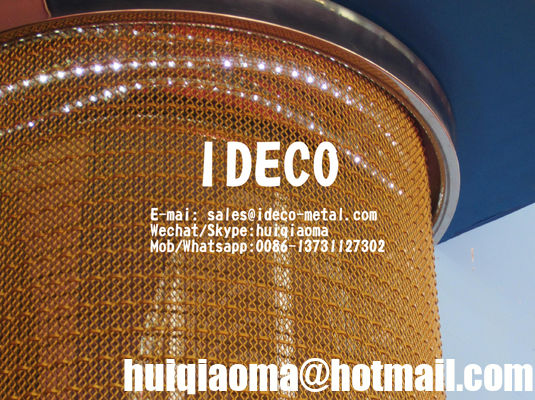 Architectural Wire Mesh, Copper Flexi-Woven Metal Mesh, Crimped Woven Mesh, Decorative Metal Mesh for Facade Cladding