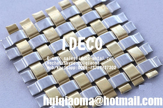 Architectural Wire Mesh for Wall Coverings, Decorative Metal Mesh, Brass/Copper Flat Wire Square Mesh